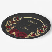 ブルゴーニュの花葉金ゴールドブラック ペーパープレート (アングル)