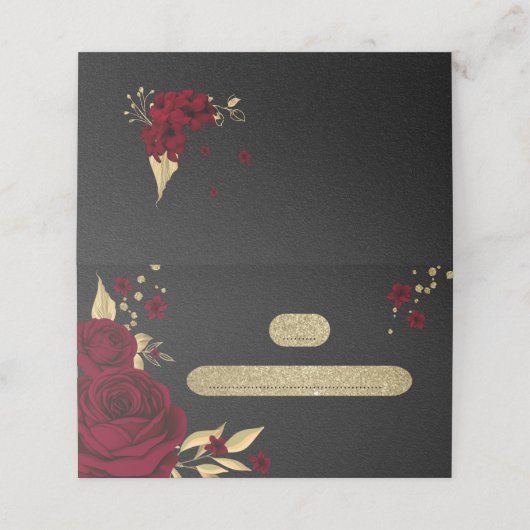 ブルゴーニュの花葉金ゴールド黒座席表 プレイスカード (外部開封)