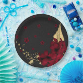 ブルゴーニュの花葉金ゴールド黒 ペーパープレート (パーティー)