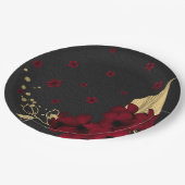 ブルゴーニュの花葉金ゴールド黒 ペーパープレート (アングル)