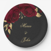 ブルゴーニュの花葉金ゴールド黒 ペーパープレート (正面)