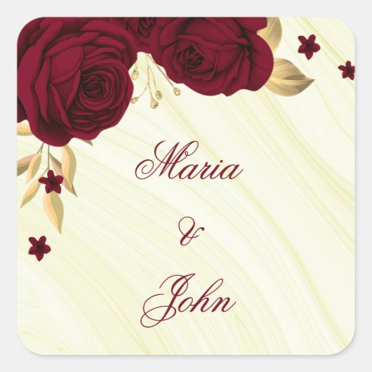 ブルゴーニュの花葉金ゴールド スクエアシール (正面)