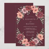ブルゴーニュの花輪の結婚式 招待状 (正面/裏面)