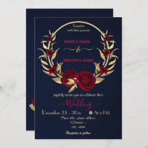 ブルゴーニュの花金ゴールド結婚ネイビー