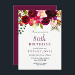 ブルゴーニュの花80th Birthday Partyへの招待 招待状<br><div class="desc">ブルゴーニュの花80thバースデーパーティーの招待状を参照してくださいマッチングコレクションと招待状</div>