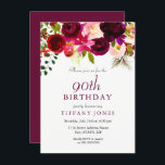 ブルゴーニュの花90th誕生日パーティーへの招待 招待状<br><div class="desc">ブルゴーニュの花90thバースデーパーティーの招待状を参照してくださいマッチングコレクションと招待状</div>