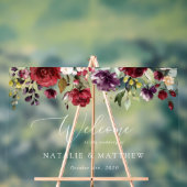 ブルゴーニュの花、ピンクの花結婚々の歓迎 アクリルサイン (ニュートラル)