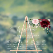 ブルゴーニュの花、ピンクの花、のタイムラ結婚イン アクリルサイン (ニュートラル)