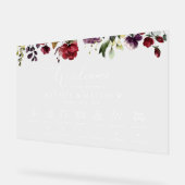 ブルゴーニュの花、ピンクの花、のタイムラ結婚イン アクリルサイン (傾斜)