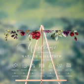 ブルゴーニュの花、ピンクの花、のタイムラ結婚イン アクリルサイン (ニュートラル)