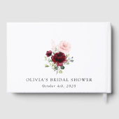 ブルゴーニュの花，ピンクの花，ブライダルシャワー ゲストブック (裏面)