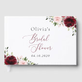 ブルゴーニュの花，ピンクの花，ブライダルシャワー ゲストブック (正面)
