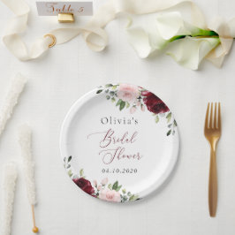 ブルゴーニュの花,ピンクの花,ブライダルシャワー ペーパープレート