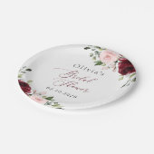 ブルゴーニュの花,ピンクの花,ブライダルシャワー ペーパープレート (アングル)