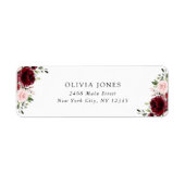 ブルゴーニュの花，ピンクの花，ブライダルシャワー ラベル (正面)