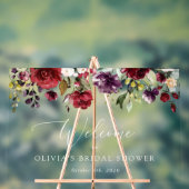 ブルゴーニュの花、ピンクの花、ブライダル歓迎 アクリルサイン (ニュートラル)