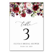 ブルゴーニュの花、ピンクの花、ボホテーブル番号 テーブルナンバー (裏面)