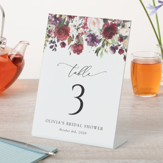 ブルゴーニュの花、ピンクの花、ボホテーブル番号 台座サイン (インサイチュ)