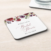 ブルゴーニュの花、ピンクの花、ボホブライダルシャワー コースター (左側)