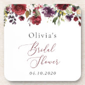ブルゴーニュの花、ピンクの花、ボホブライダルシャワー コースター (正面)