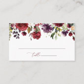 ブルゴーニュの花、ピンクの花、ボホブライダルシャワー プレイスカード (正面)