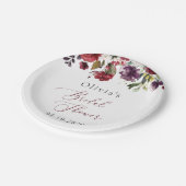 ブルゴーニュの花、ピンクの花、ボホブライダルシャワー ペーパープレート (アングル)