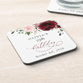 ブルゴーニュの花,ピンクの花,ボホ,誕生日 コースター (左側)