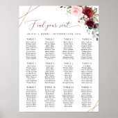 ブルゴーニュの花、ピンクの花、座席表 ポスター (正面)