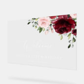 ブルゴーニュの花、ピンクの花、誕生日歓迎 アクリルサイン (傾斜)