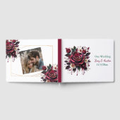 ブルゴーニュの花、葉、真珠パーソナライズされた ゲストブック (全面)