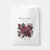 ブルゴーニュの花、葉、真珠パーソナライズされた フェイバーバッグ (正面)