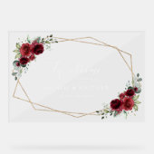 ブルゴーニュの花、赤い花結婚の歓迎 アクリルサイン (正面)