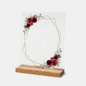 ブルゴーニュの花、赤い花、ぼほ、テーブル番号 アクリルサイン (傾斜)