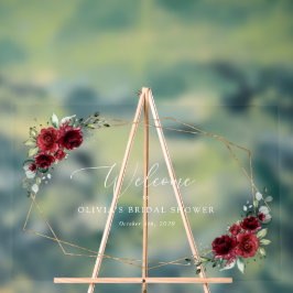 ブルゴーニュの花、赤い花、ブライダル歓迎 アクリルサイン