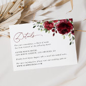 ブルゴーニュの花、赤い花、結婚の詳細 エンクロージャーカード