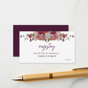 ブルゴーニュの葉と花結婚の登録カード エンクロージャーカード