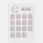 ブルゴーニュの葉付きクレストモノグラム結婚の座席 アクリルサイン (正面)