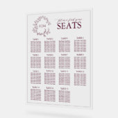 ブルゴーニュの葉付きクレストモノグラム結婚の座席 アクリルサイン (傾斜)