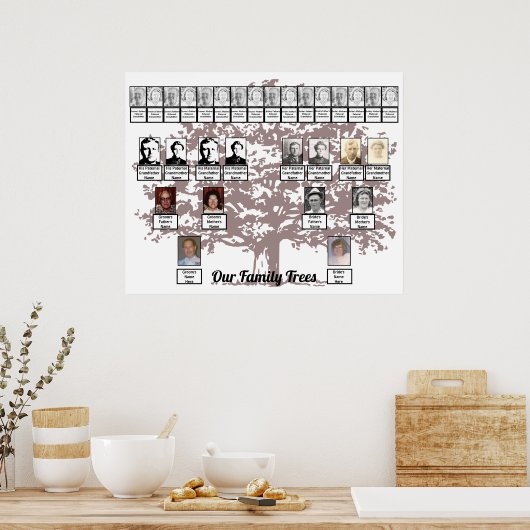 ブルゴーニュの葉樹の木2つの家族樹のポスター ポスター (キッチン)