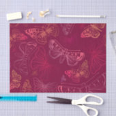 ブルゴーニュの蝶ワインレッドデコパージュ 薄葉紙 (クラフト)