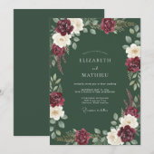 ブルゴーニュの豊かな花々と秋の結婚式 招待状 (正面/裏面)