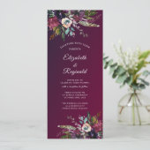 ブルゴーニュの豪華な水の色のフローラ結婚ズ 招待状 (スタンド正面)