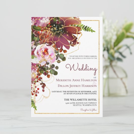 ブルゴーニュの赤面フローラの金ゴールド結婚をすべて 招待状 (スタンド正面)