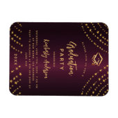 ブルゴーニュの金ゴールドスターの卒業式パーティーへの招待 マグネット (横)