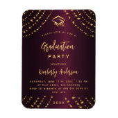 ブルゴーニュの金ゴールドスターの卒業式パーティーへの招待 マグネット (縦)