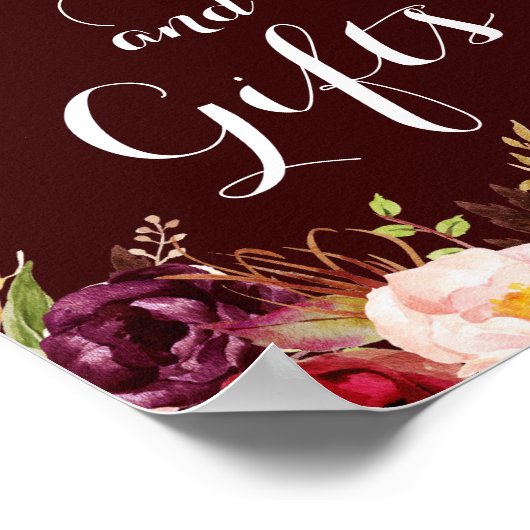 ブルゴーニュの金ゴールドフローラカードとギフト結婚ズ ポスター (角)