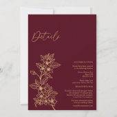 ブルゴーニュの金ゴールドフローラ結婚詳細 招待状 (裏面)