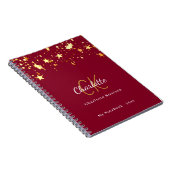 ブルゴーニュの金ゴールド星の名前モノグラム ノートブック (右側)