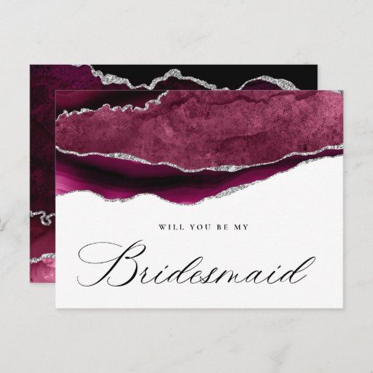 ブルゴーニュの銀の瑪瑙は私の花嫁のメイドになるかな インビテーションポストカード (正面/裏面)