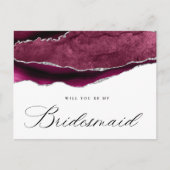 ブルゴーニュの銀の瑪瑙は私の花嫁のメイドになるかな インビテーションポストカード (正面)